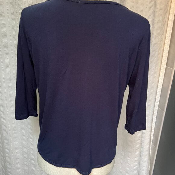 FINAL SALE - LAST CHANCE!  Great Cha Cha Vente Navy Top with 3/4 Sleeve - Picture 5 of 9